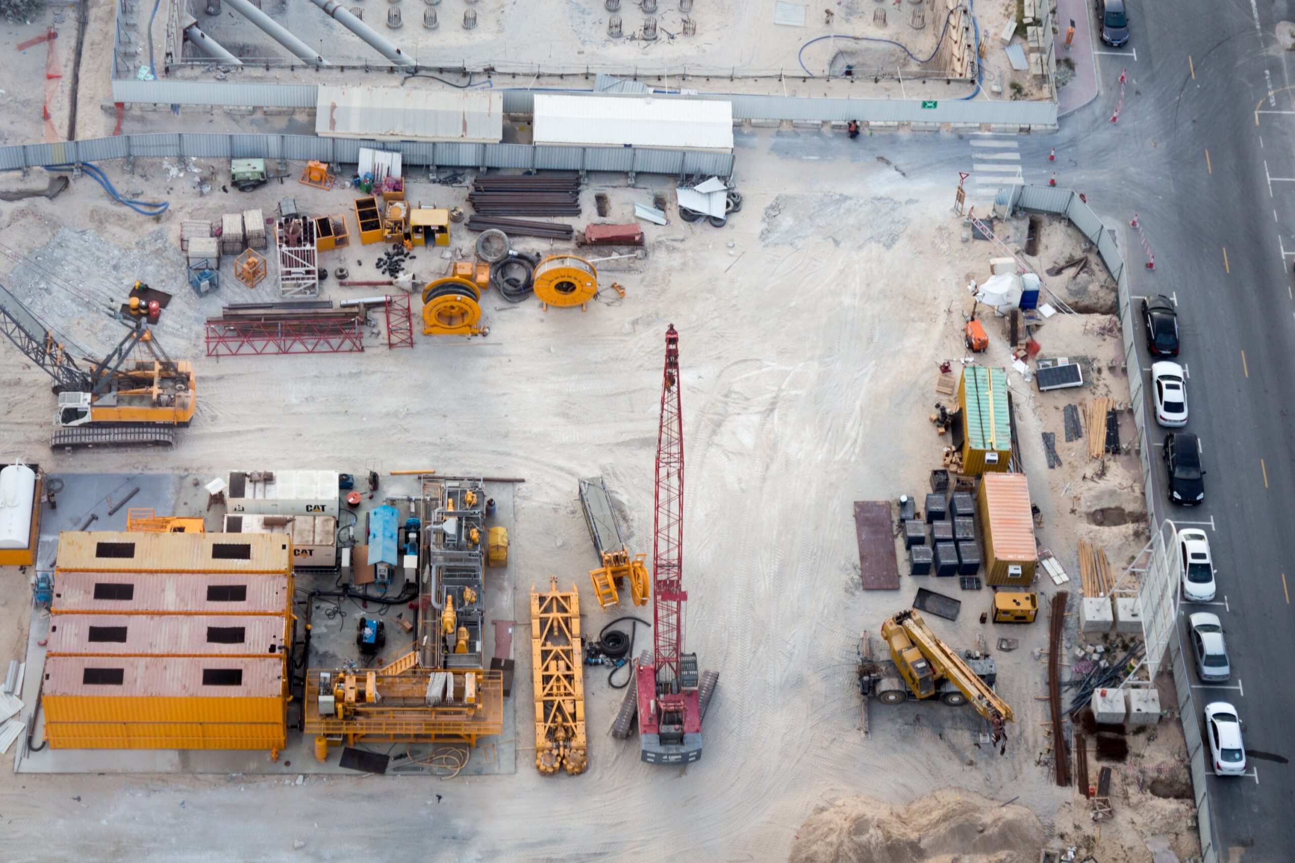 aerial shot of an urban construction site